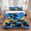 Dinosaur Monster Truck Flames Print 3Pcs Bedding Setduvet Cover With 2 Bedropillowcase Home Birthday Gift