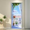 Balcon și grădină Tapet autoadeziv pentru uși 3D PVC Decor autocolant Plajă Soare Peisaj Poster Mural Decal de perete deursticker