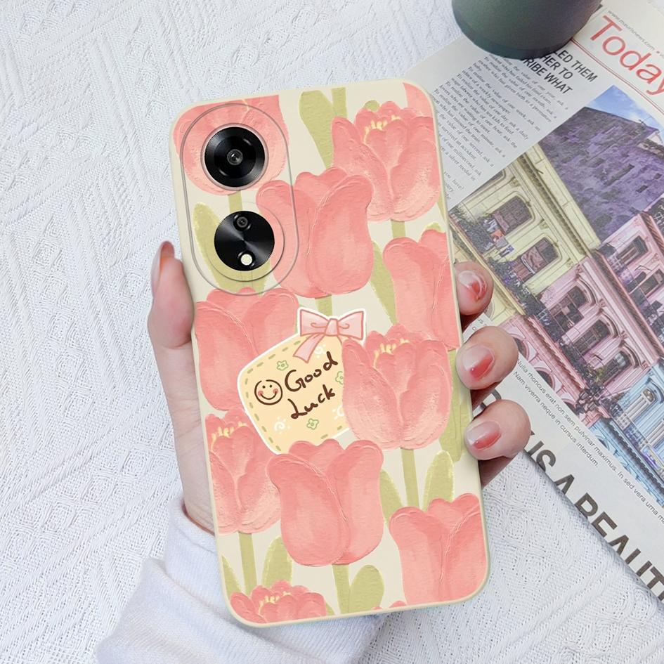 Modische Anmutige Blumen Handyhüllen Für Oppo A7 A35 A11 A1K A15 A55 A1 A52 Quadratisch Weich Flüssigsilikon Vollständige Abdeckung Stoßfestes Gehäuse Für Oppo Capa