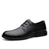 27 Men'S Shoes Dress Leather Shoes Casual Shoes Derby Shoes Spring Low-Top Lace-Up Cowhide Pure Black Single Shoes