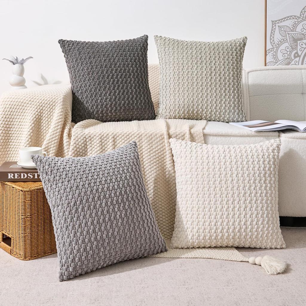 New Corduroy Pillowcase, Cushion Cover, Three-dimensional Bubble Particle Pillow, Plaid Pillowcase, Sofa Backrest