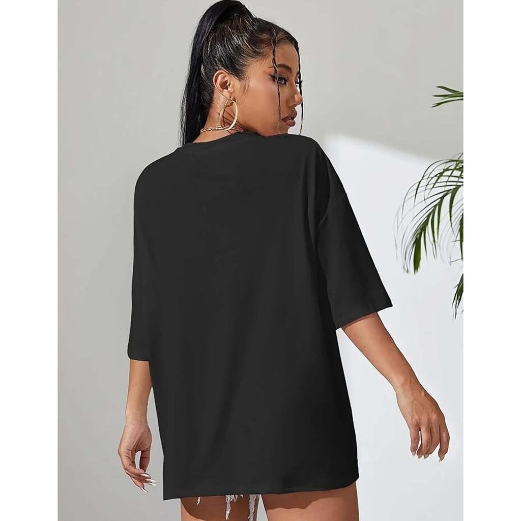 Black Cotton Women's Oversized T Shirt Designer Casual Wear Top Pack of 3 Set