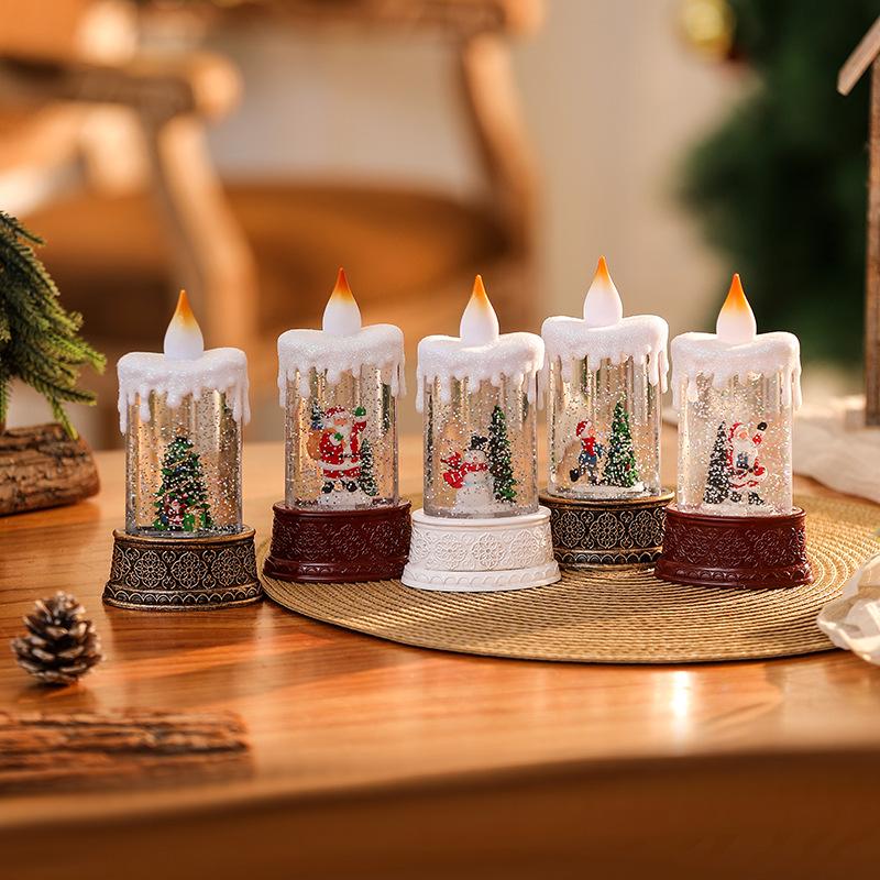 Christmas Water-filled Luminous Candle Lights, Night Lights, Wind Lantern Ornaments, Santa Claus Gifts, Christmas Tree Decorations