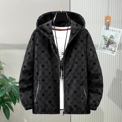 European Trendy Men's Autumn Flocked Hooded Jacket, Long Sleeve Casual Style