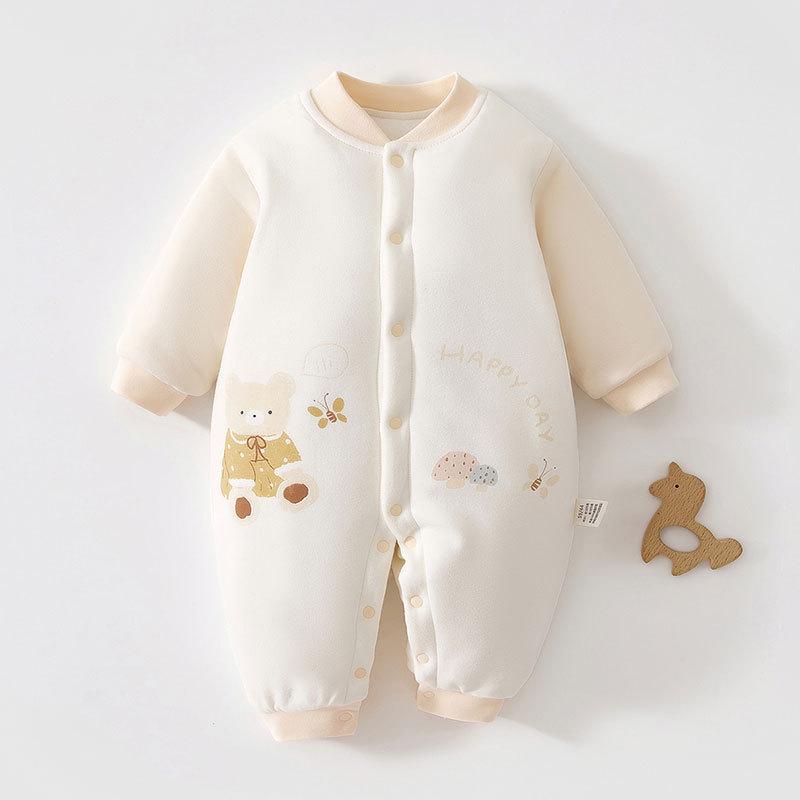 Winter-Ready Baby Bodysuit: 120g Thick Cotton Padded Romper, Pure Cotton Crawling Suit