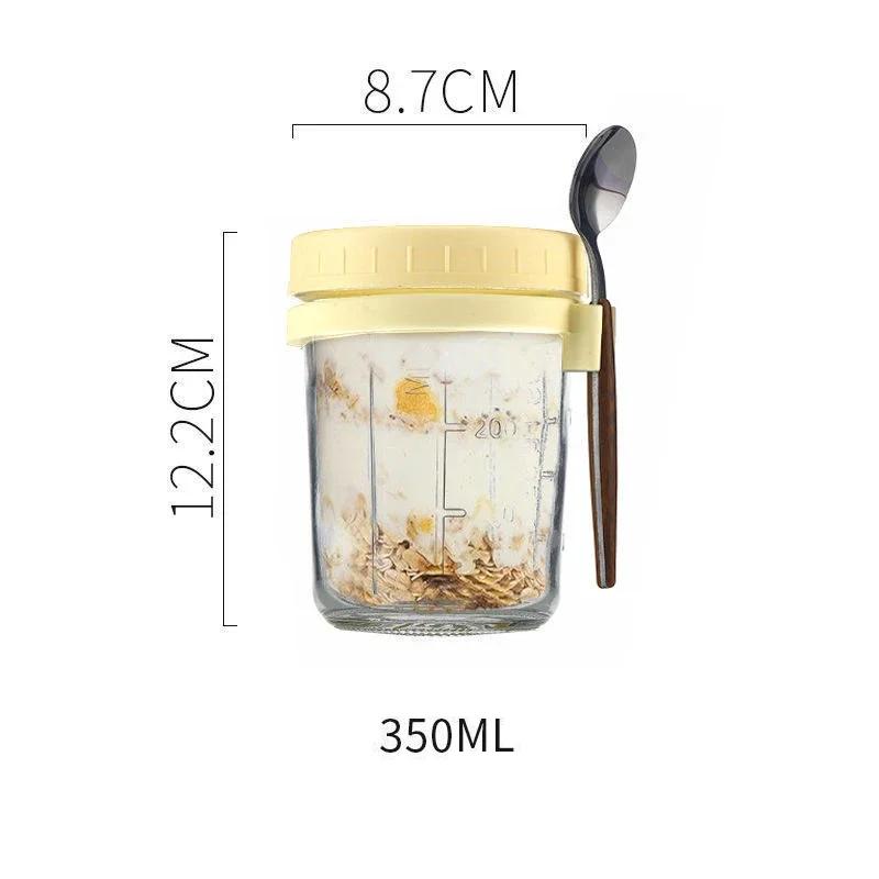 Portable Cereal Breakfast Cups Overnight Oat Glass Cup with Fork Milk Fruit Salad Kitchen Item Food Storage Jars Water Bottle