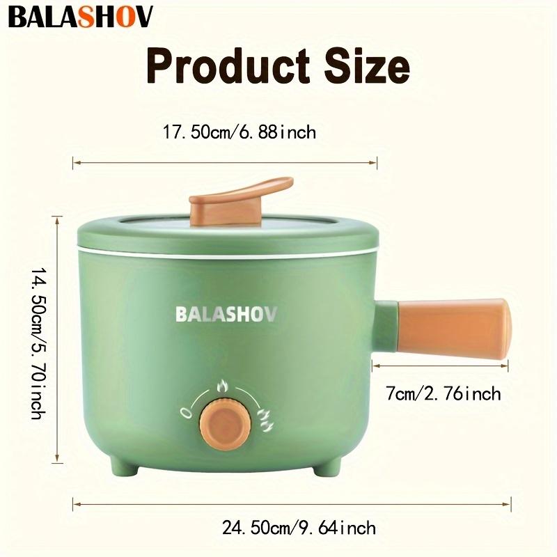 Non-stick electric pot with steamer rack, portable mini quick ramen cooking pot, adjustable power supply, non-stick wok, for cooking