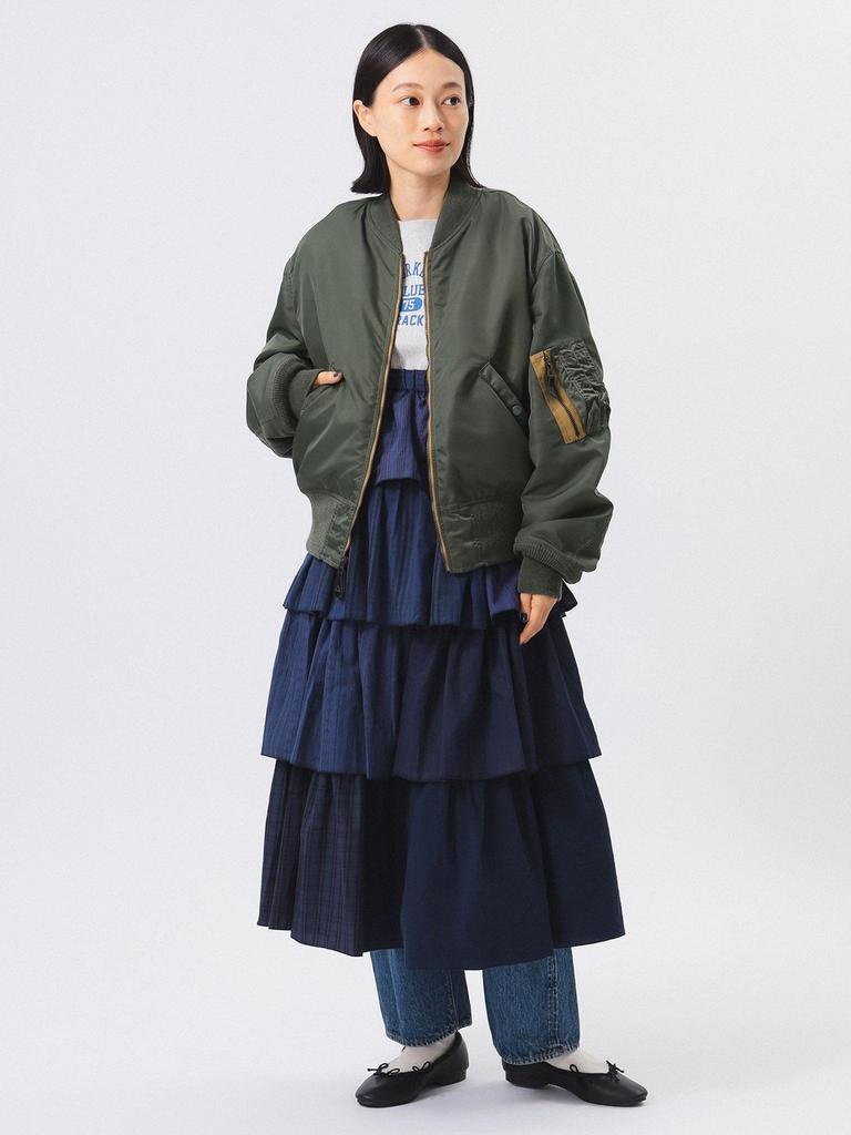 Beams Boy Women's BUZZ_L2B_HTYP_SP Blouson, Sage/Orange, Free Size, 13180296086