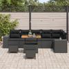Ensemble de Canapé de Jardin vidaXL 9 pièces avec Coussins Noir Rattan Acacia, Ensemble de Salle à Manger de Jardin vidaXL 3 3362024