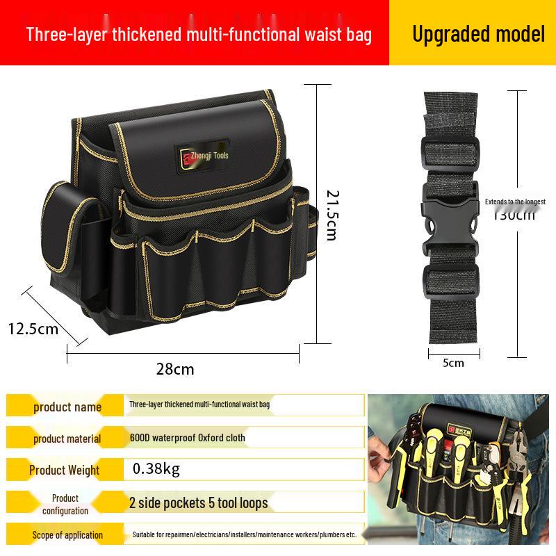 Portable Electrician Tool Belt: Sturdy, Multifunctional Waist Pouch for Construction Site Storage