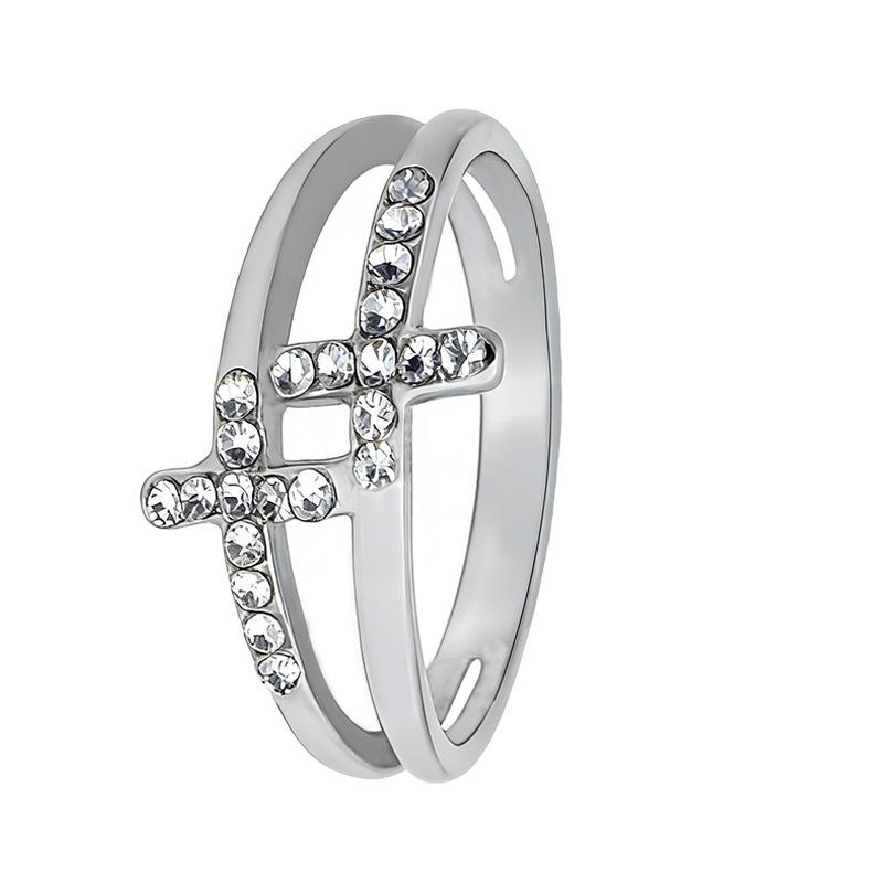 

Popular women s cross ring Korean version hipster diamond-set religious ring niche design jewelry