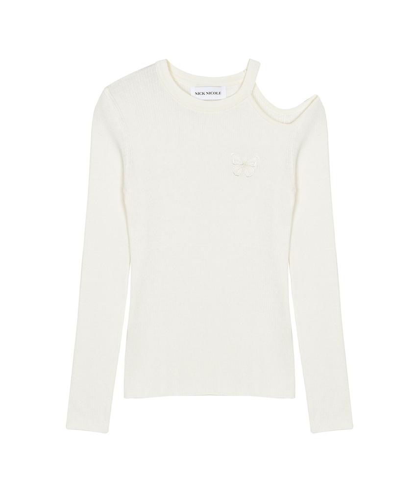 Nigaennikol Cut Out Butterfly Knit_Cream