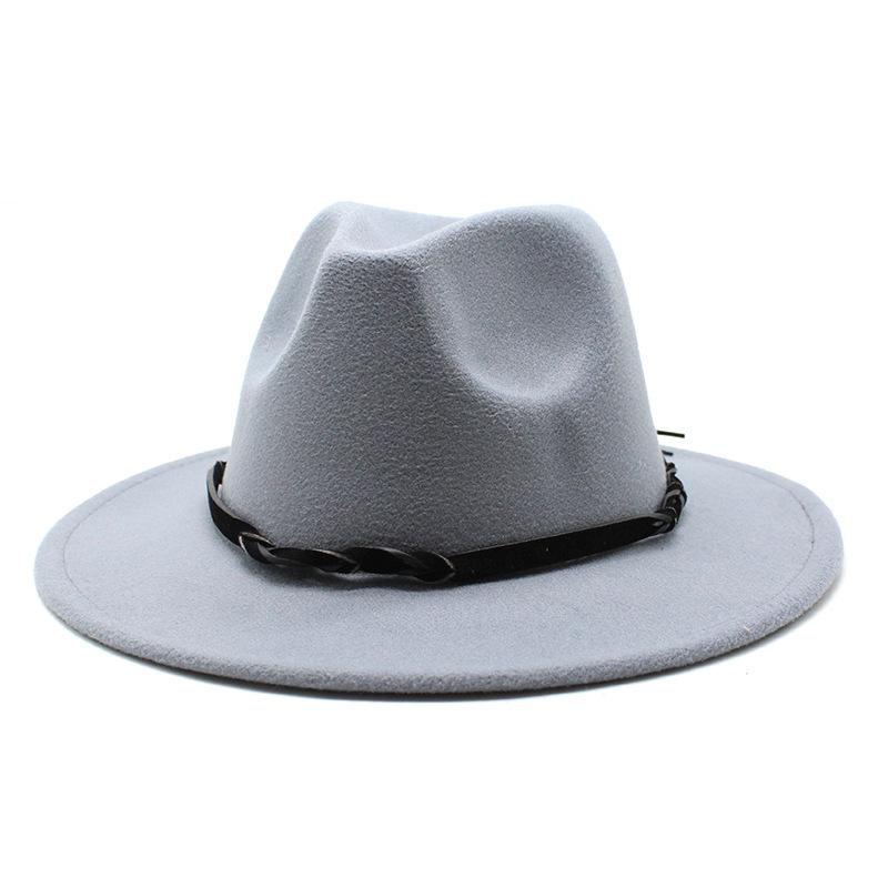 Seasonal Big Eaves Hat Flat Edge Top Hat Men'S And Women'S Woolen Jazz Hat Lmn172