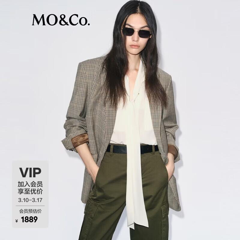 MO&Co. Prince of Wales Check Wool Blend Blazer