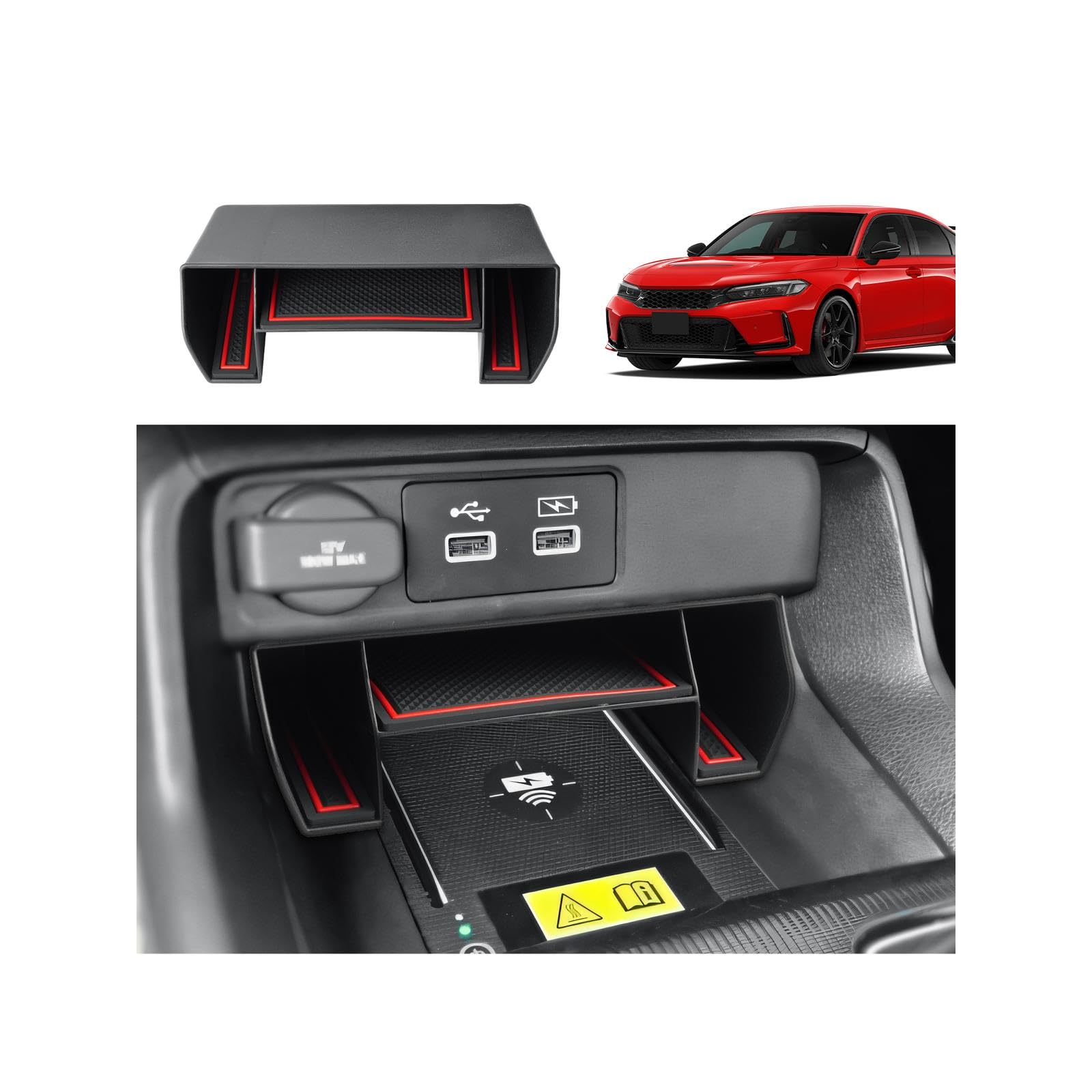 

ECOZEN Front Console Box for Honda Civic Includes a drink small item storage and center console Made of ABS this box is a perfect accessory for your