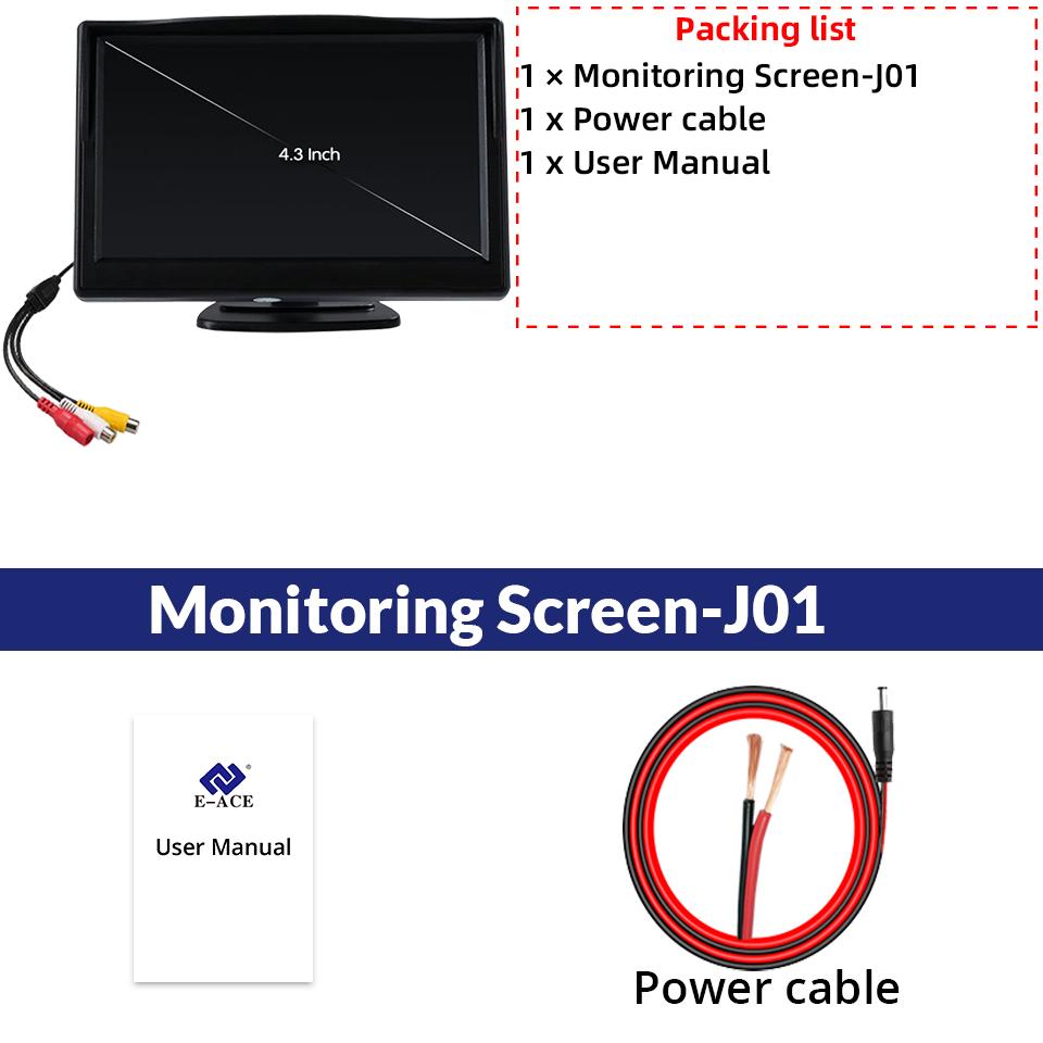 Автомобильный дисплей для парковки 4,3 дюйма, поворотный 160°, опциональная камера заднего вида, простота установки, подходит для различных моделей Only Display-J01