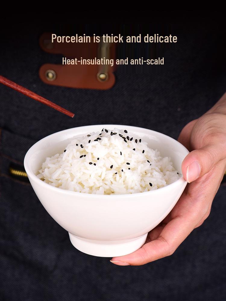 

Pure White Ceramic Bowl: Available in 5/5.5/6.5 Inch for Salad, Ramen, Fruits, or Instant Noodles with High Foot Design 5-inch Conical Hat Bowl