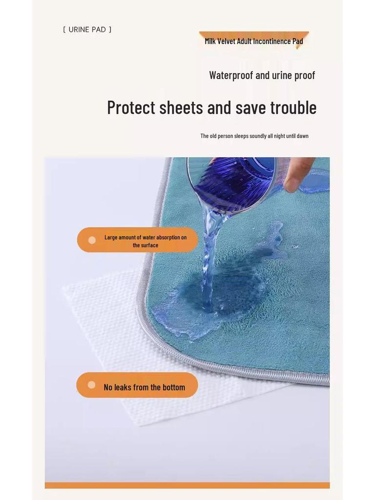 Non-slip Waterproof Milk Fleece Urine Pad - Winter Plus Velvet, Anti-leak Care for Elderly