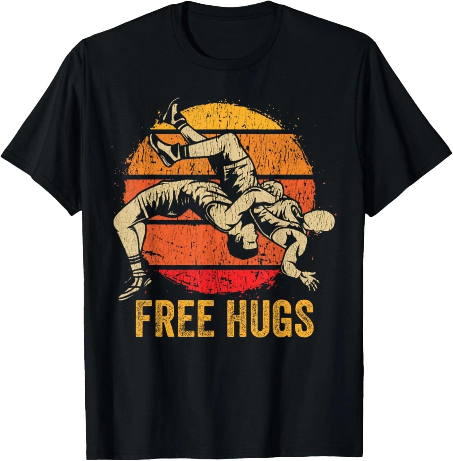Funny Wrestling Free Hugs Wrestling Mom Men Boys Kids T-Shirt unisex T-Shirt L