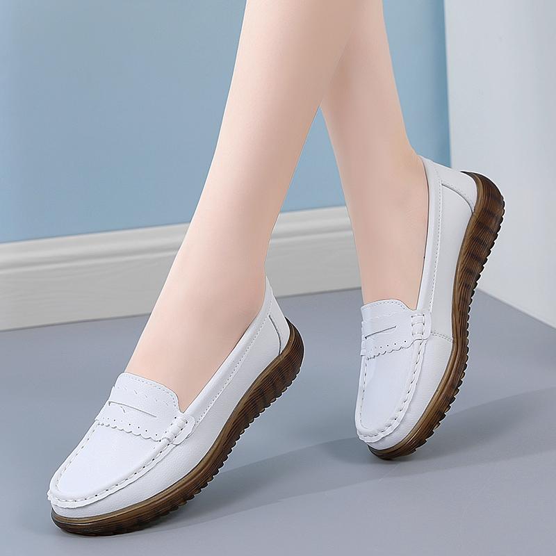Cow tendon sole soft-soled shoes single shoes medium leather shoes summer hollow hole shoes