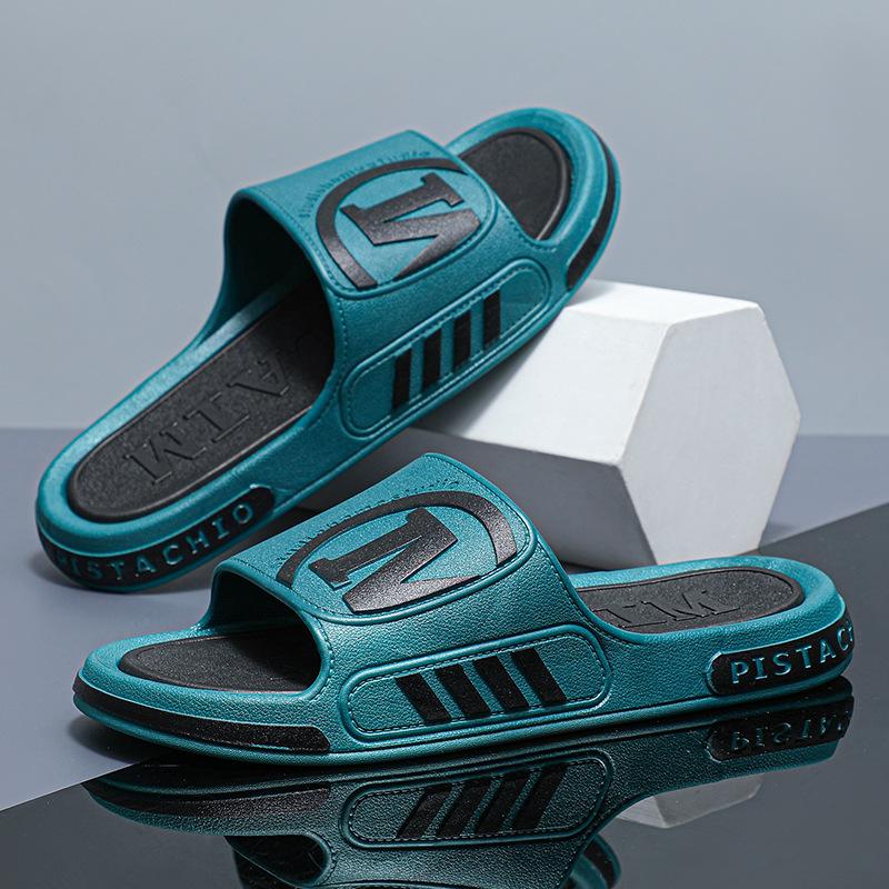 

Slippers men s summer wear sports leisure bathroom bath sandals youth fashion soft-soled beach sandals 44-45 [Standard Code] темно-зеленого