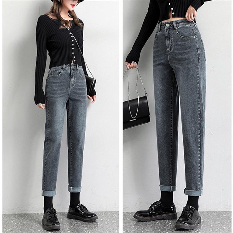 2022 Winter Korean Stytle Fashion Keep Warmhigh Waist Comfortable Loose Casual Denim Pants Warm Fleece Harajuku Streetwear Jeans