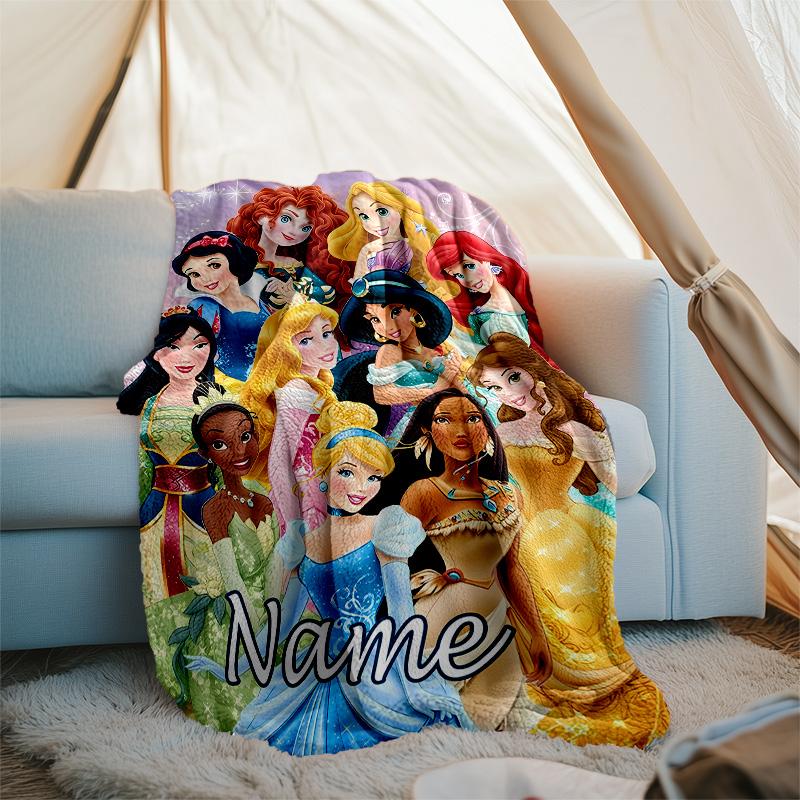 Customizable Princess Throw Blanket – Personalized Name, All-Season Cozy Snug Blanket, Machine Washable, Personalized Blanket