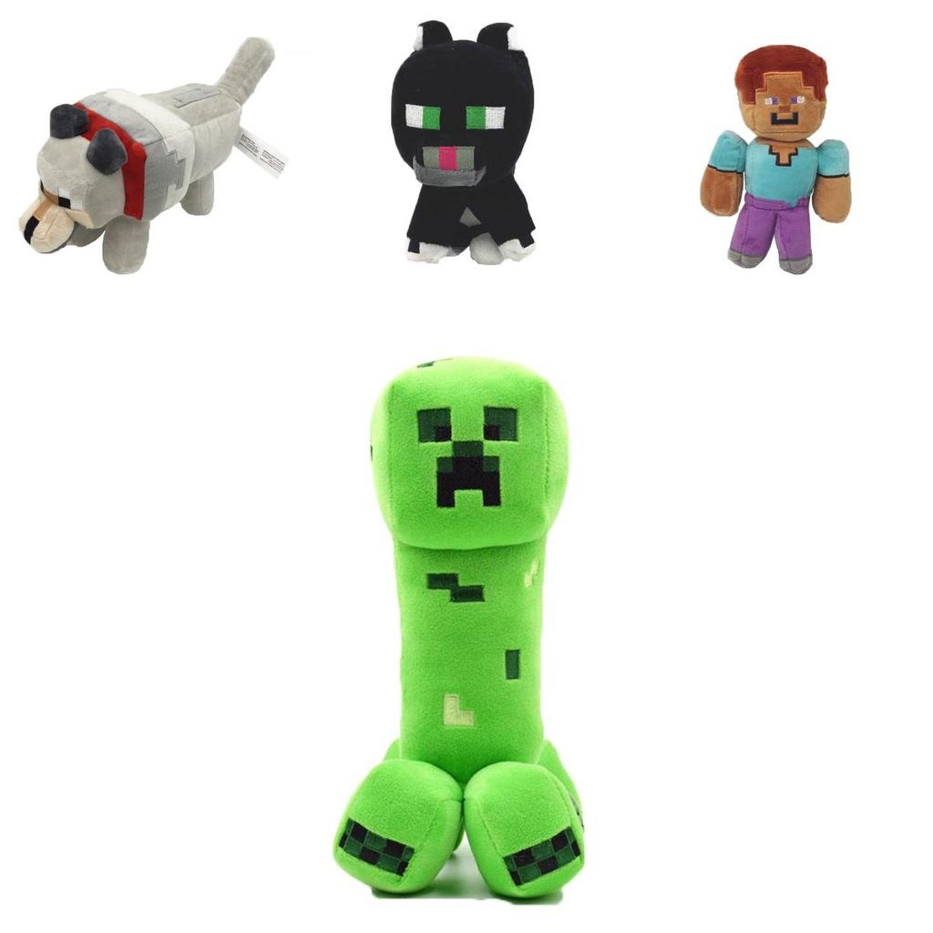 Adorable Minecraft Plush Toys Featuring Soft Creeper Enderman And Wolf Characters