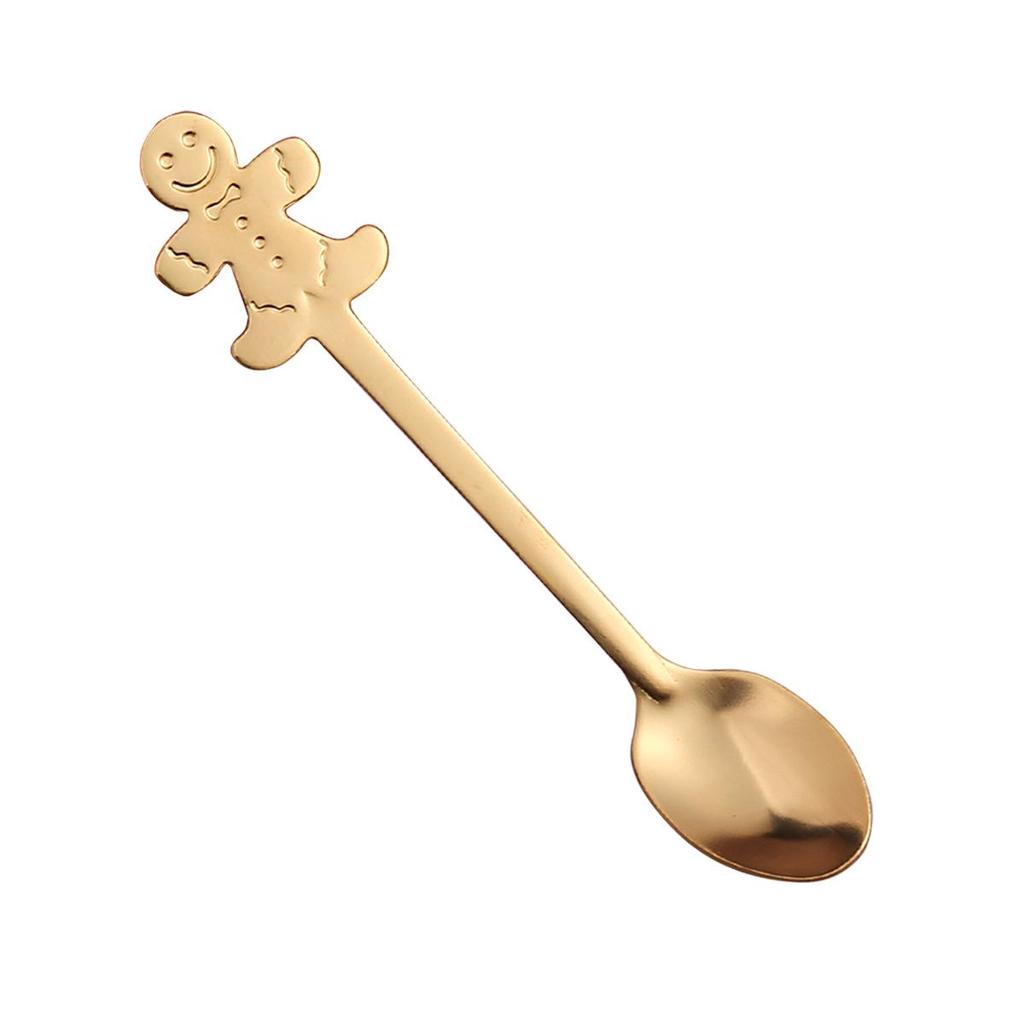 Christmas Gold Cartoon Coffee & Dessert Spoon Fork Set – Stainless Steel Pendant Gift Box