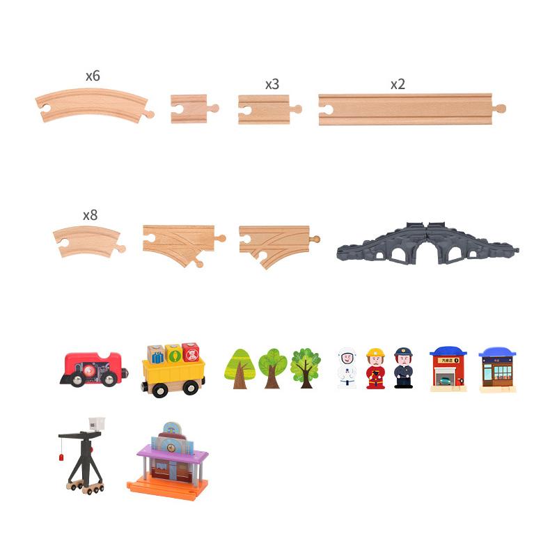 Diy Wooden Bell Tower Station Track Set Compatible with All Brands of Railway Road Accessories Assemble Toys for Children