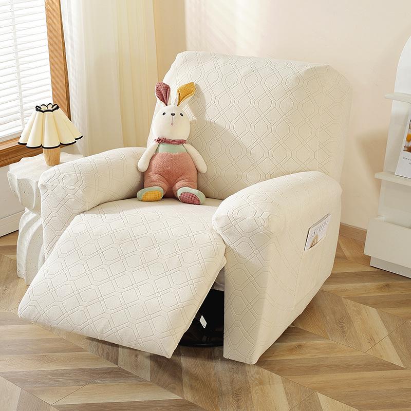 

Solid Color Jacquard Recliner Sofa Cover 1 Seater Stretch Single Armchair Cover Sofa Slipcover Furniture Protector Anti-Dust