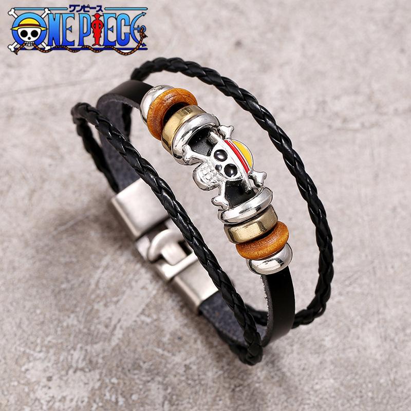 Anime One Piece Bracelet Animation Peripherals Toys Accessories European and American Vintage Leather Bracelet Birthday Gifts
