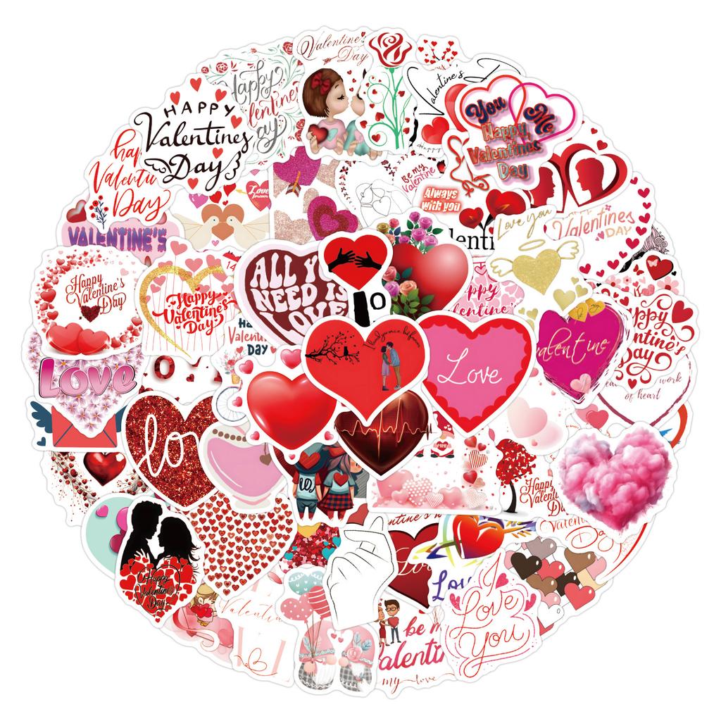 100 Valentine's Day Graffiti Stickers Water Cup Mobile Phone Case DIY Love Wedding Personalized Decoration Stickers