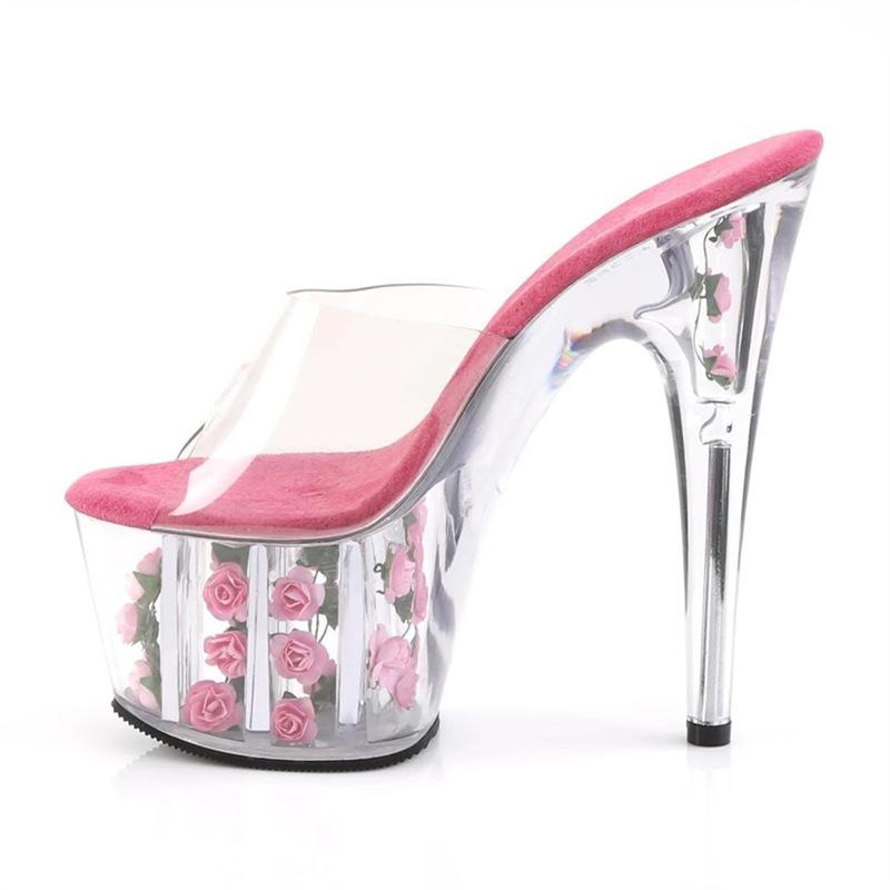 2025 new high-heeled stiletto crystal high-heeled shoes fairy style word with cool slippers new summer transparent sandals women