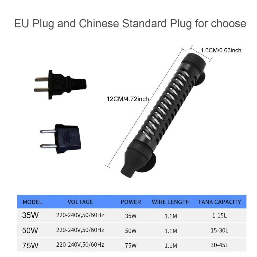 22-34°C Aquarium Submersible Heater 35/50/75W Fish Tank Heating Rod Water Heating Rod  Aquarium