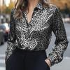 Cămașă Satinată cu Imprimeu și Mâneci Lungi pentru Femei - Noul Stil de Toamnă