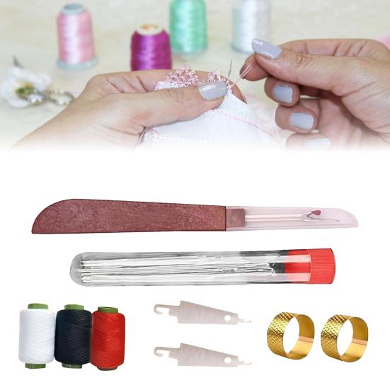 34Pcs/37Pcs Sewing Tool Set Needles Thread Hand Repair Tools Portable Sewing Kit Needle Threader Seam Remover Included DIY Craft Set