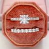 Stylish And Simple Aaa Zircon Two-Piece Set For Women, Popular Pair Of Rings