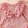 E2302A Toddler Girls' Princess Bow Romper with Headband - Sweet Long Sleeve Two-Piece Outfit