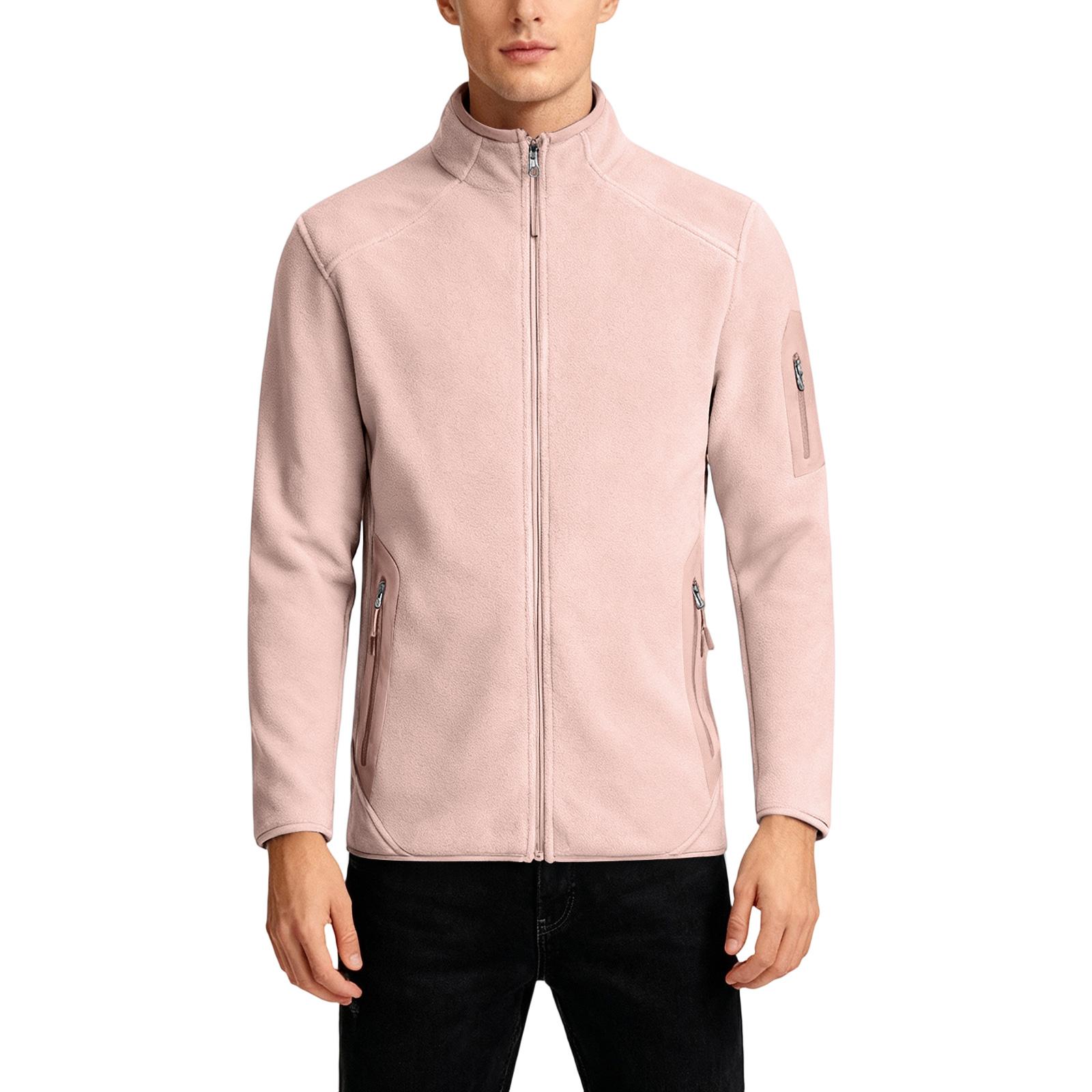 

Men s Fleece Collection Jacket Coat Composite Fleece Keep Warm Fashion Outdoor L рожевий