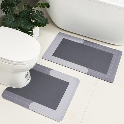 2pcs Simple Diatom Mud Style Floor Mat Quick-drying Floor Mat, Bathroom Floor Mat Three-piece Set