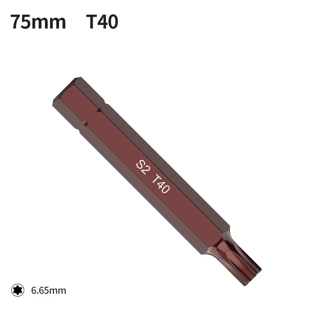 1 Stück 75mm Magnetischer Torx Schraubendreher Bit Stahl 10mm Sechskant Schaft Schraubendreher Für Schlagschrauber T20/T25/T30/T40/T45/T50/T55