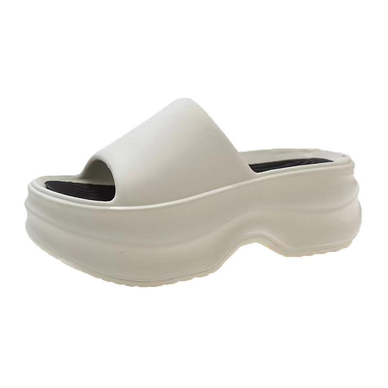 Summer new women's slippers summer one-word non-slip two-color thick-bottomed fashion women's beach slippers versatile
