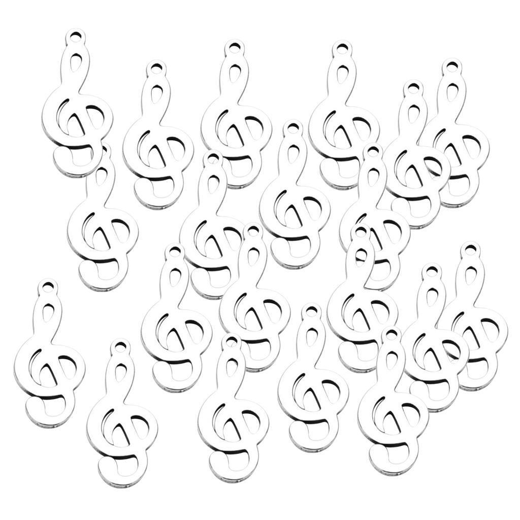 20Pcs Stainless Steel Music Symbols Charms Pendants for DIY Jewelry Findings