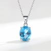 Himmelblaue Topas Anhänger Halskette Für Frauen Einzigartige Schlüsselbein Kette Schmuck Eleganter Edelstein Choker Geschenk