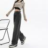 Autumn New American Retro Old Trendy Women's High Waist Loose Pleated Thin Straight Wide-leg Jeans