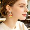 Colorful Alphabet Drop Earrings 1 Pair Acrylic Letter Dangle for Women, Glitter Funny First Trendy Day of School Earring, Teacher Appreciation