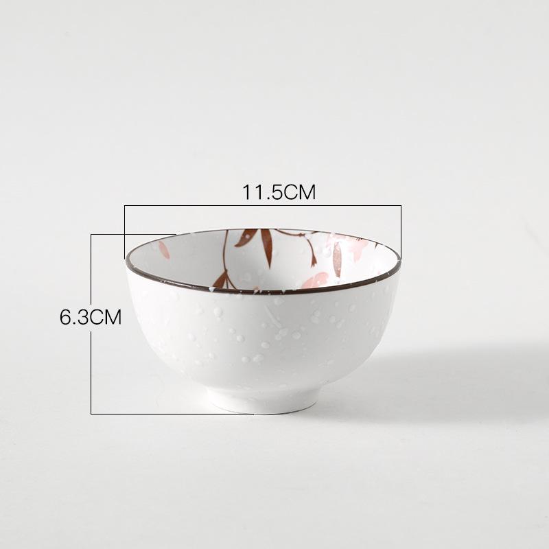 Chinese Underglaze Floral Ceramic Tableware: Rice & Soup Bowls, Plates