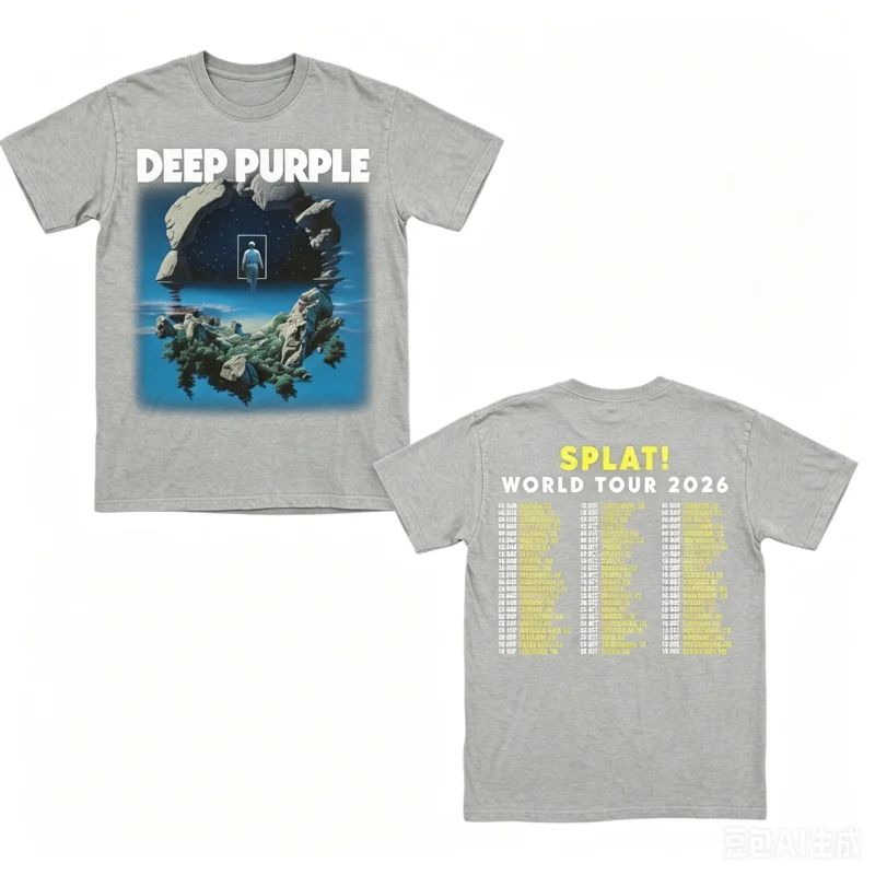 SPLAT! della Band Deep Purple T-shirt Stampata WORLD TOUR 2026 Unisex Uomo Donna T-shirt Y2k Popolare Casual Esclusiva Maglietta per Fan
