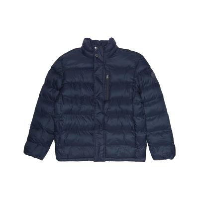 Solid Color Casual Zipper Warm Cotton Jacket Men Jackets Blue A2EPB-433